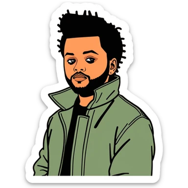 2011 version of The Weeknd,  canadian celebrity and singer from Toronto, must be ultra hyperrealistic, and mirco-detailed, 3D sticker design
 Must be 8k hd, 8000x8000px resolution. Must use very thin transparent smooth lines sticker
