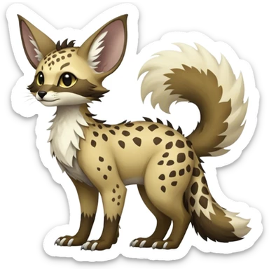 Feral Rare Fantasy Vernid-Trico-species by LiLaiRa, random markings, tufted tail, tufted ears, full body sticker