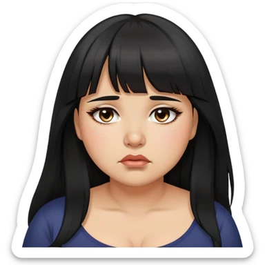 Latina girl with bangs black long hair plus size tears emotion sticker
