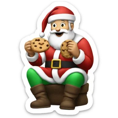 Santa eating cookies sticker