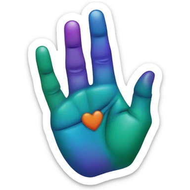 finger heart with green, purple, blue, red, and orange nails sticker