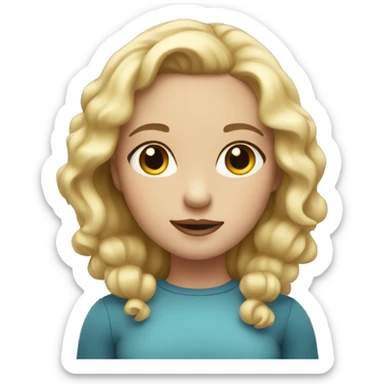 A girl with blond hair, dark eyes, plump cheeks and lips sticker