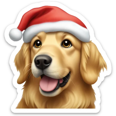 Golden retriever in Santa hat sticker