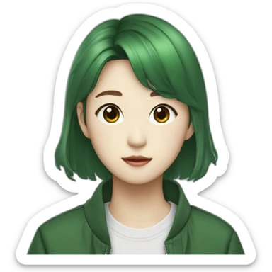 k pop trainee wears forest-green clothes sticker