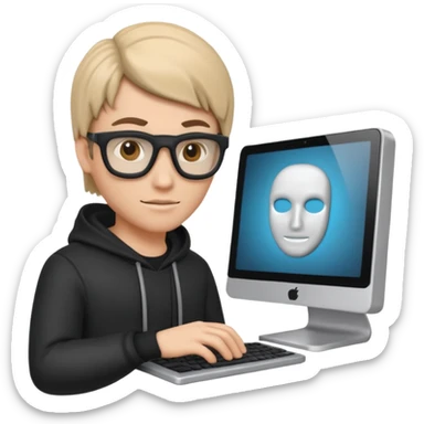 a 3d hacker with computer sticker