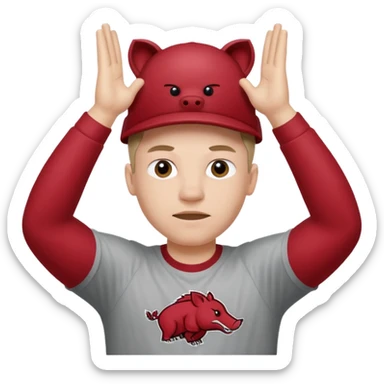 Arkansas razorbacks fan with hands raised over head sticker