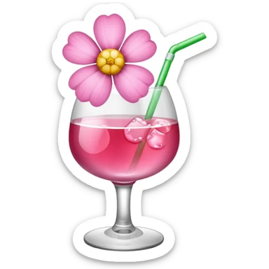 Alcohol drink with pink flower sticker