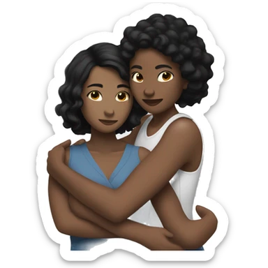 Lesbians with black hair and white skin hugging passionately sticker