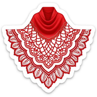A simple red lace shawl with a delicate design sticker