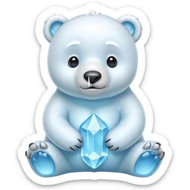 crystal polar bear character, icy crystal body, soft blue glow, cute but powerful, 3D cartoon, mobile game icon style, clean background, no text, no watermark



 sticker