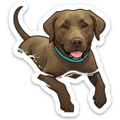 Brown lab swimming in ocean sticker