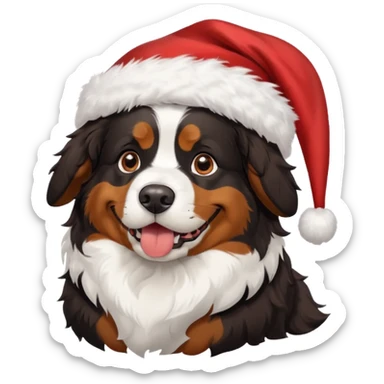 Bernese mountain dog wearing Santa hat sticker