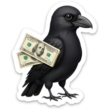 crow with cash  sticker