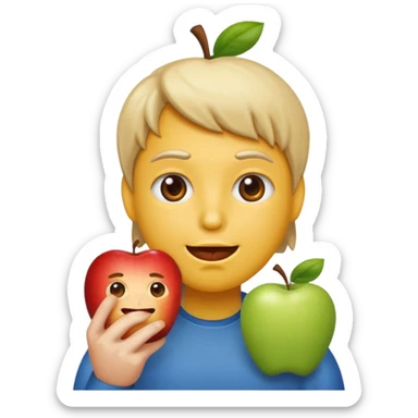 Emoji  iPhone Android comendo uma maça sticker