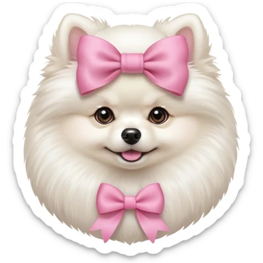 Teacup white Pomeranian with a pink bow  sticker