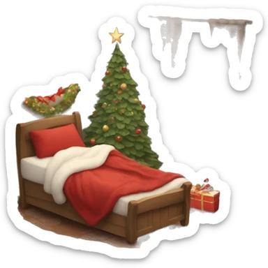 cozy christmas bed  sticker