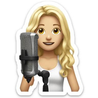 Blonde girl recording a song sticker