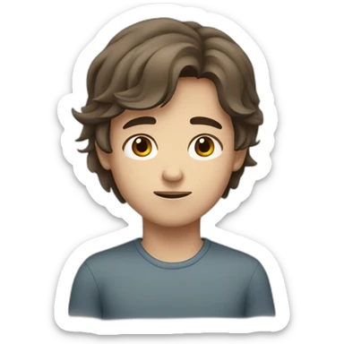 boy with long brown hair and lazy grey eyes (a bit closed) sticker