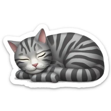 Grey striped cat curled up sleeping sticker