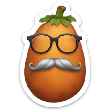 a sweet potato with glasses and a big beard sticker