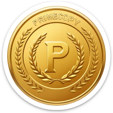A gold medal with the words "PrimeCopy" written in the middle sticker