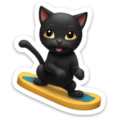 cute black cat doing a kick flip sticker