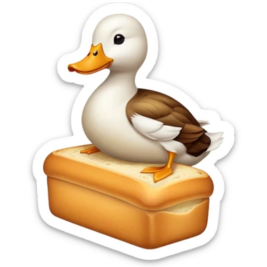 duck serving a loaf of gluten bread, no chef hat sticker
