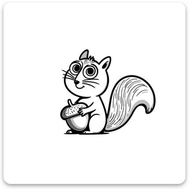Hand-drawn confused squirrel with spiral eyes and dizzy expression sticker