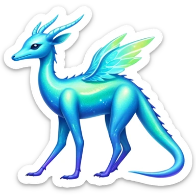 Shiny Exotic Colorful Neon-colored Ethereal Sparkly Amaura-Aurorus-Fakémon-hybrid-creature (full body)  sticker