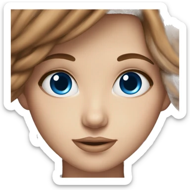 beautiful girl with brown hair blue eyes sticker