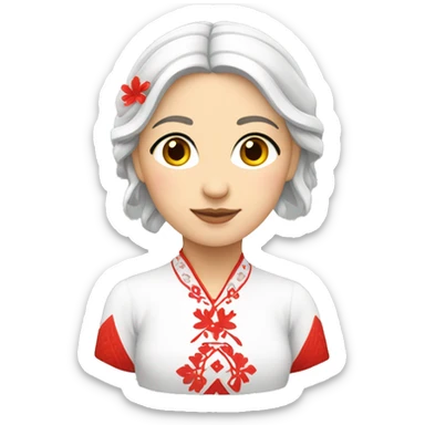 Women vyshyvanka, white with red embodiary sticker