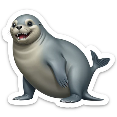 scary grey sea lion full body sticker