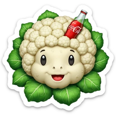 cauliflower drinking coke sticker