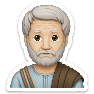 Aristotle as a black outline icon, no fill, hand-drawn look, recognizable philosopher features sticker