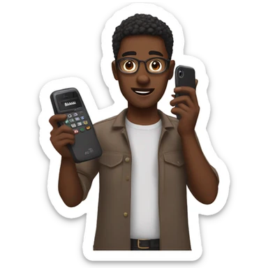 Me holding 2 phones sticker