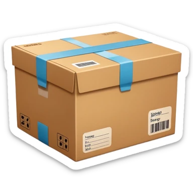  cardboard delivery box with a shipping label and tape. Rounded, glossy, smooth, soft shadows, white background.


 sticker