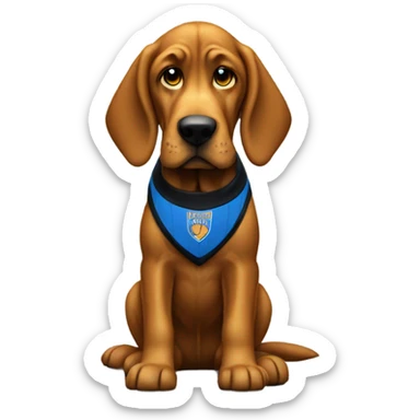 Gold and blue bloodhound as a basketball referee.  sticker
