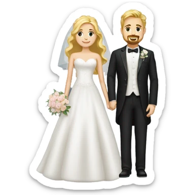 wedding couple. groom has goatee. bride has blonde hair sticker