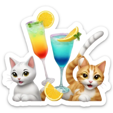 four cats clinking cocktails sticker