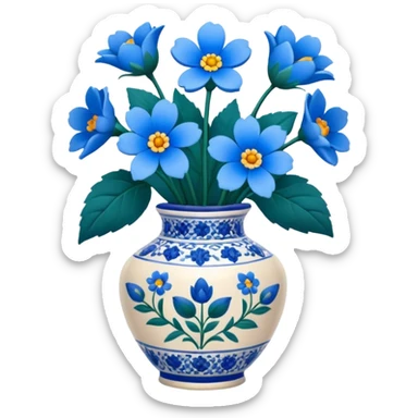 vase of blue flowers sticker