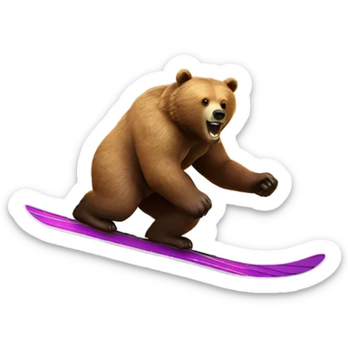 Grizzly bear skiing down mountain made of skittles sticker