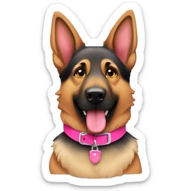 german shepherd with a pink collar sticker