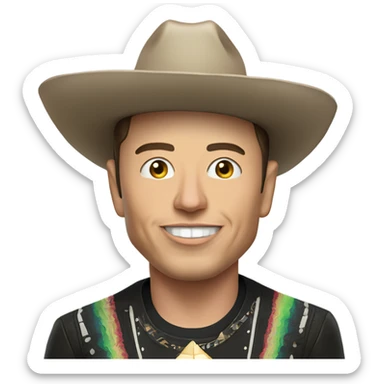 Mexican Elon musk with sombrero hat and Tesla shirt sticker