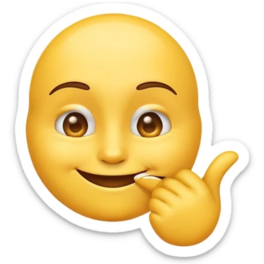 A normal yellow emoji with a shush and has a smile and is showing its jawline  sticker