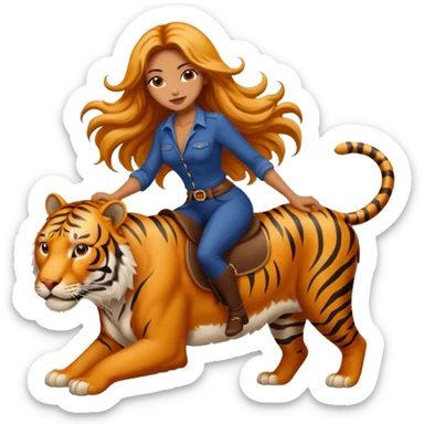 Tiger riding on top of super sexy lady sticker