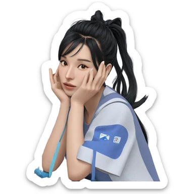 girl with long black hair sticker