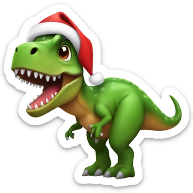 A dinosaur with a Santa hat sticker