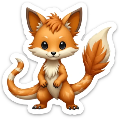 Cool beautiful pretty esoteric aesthetic randomly-colored chibi furry anthropomorphic fantasy-Vernid-creature by LiLaiRa with a long tufted tail with edgy markings (full body) sticker