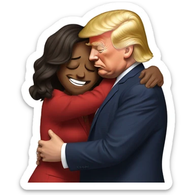 trump hugging crying kamala  sticker