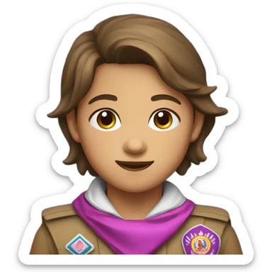 scout kid with a purple white and pink neckerchief sticker